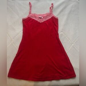 red and pink lacy vs slip dress